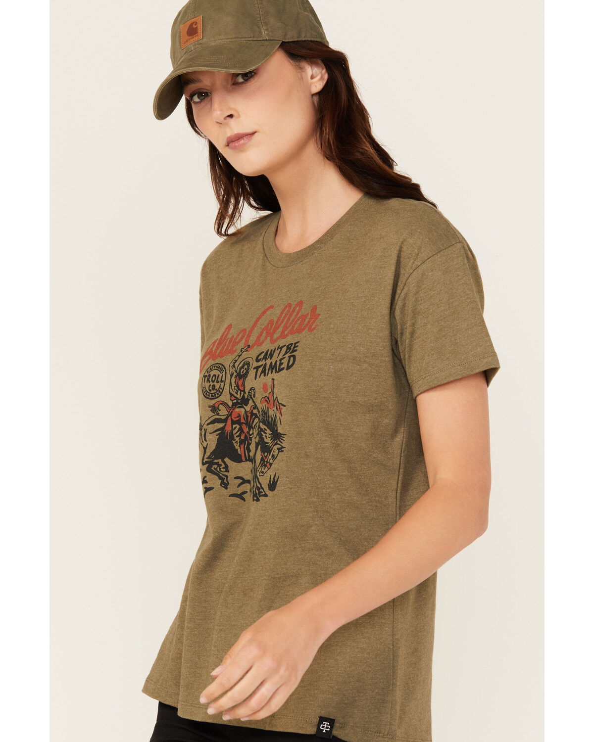 Image #2 - Troll Co Women's Can't Be Tamed Short Sleeve Graphic Tee, Green, hi-res