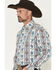 Image #2 - Wrangler Men's Checotah Southwestern Striped Long Sleeve Pearl Snap Western Shirt - Tall, Blue, hi-res