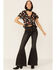 Image #4 - Beyond The Radar Women's Floral Satin Button Front Blouse, Black, hi-res
