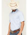 Image #2 - RANK 45® Men's Trailblazer Short Sleeve Button-Down Plaid Stretch Western Shirt, Light Blue, hi-res