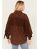 Shyanne Women's Lace Fringe Button-Down Shacket, Dark Brown, hi-res