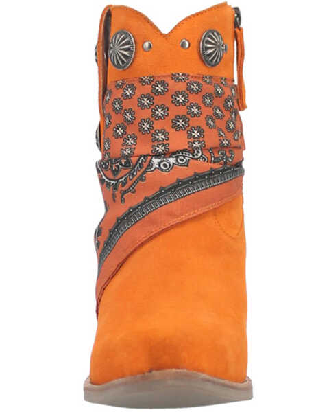 Image #4 - Dingo Women's Suede Bandida Western Booties - Medium Toe , Orange, hi-res