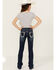 Image #3 - Shyanne Little Girls' Southwestern Floral Border Pocket Stretch Bootcut Denim Jeans, Blue, hi-res