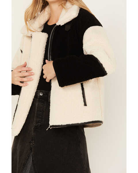 Image #3 - Revel Women's Color Block Fleece Zip Up Jacket, Black/white, hi-res