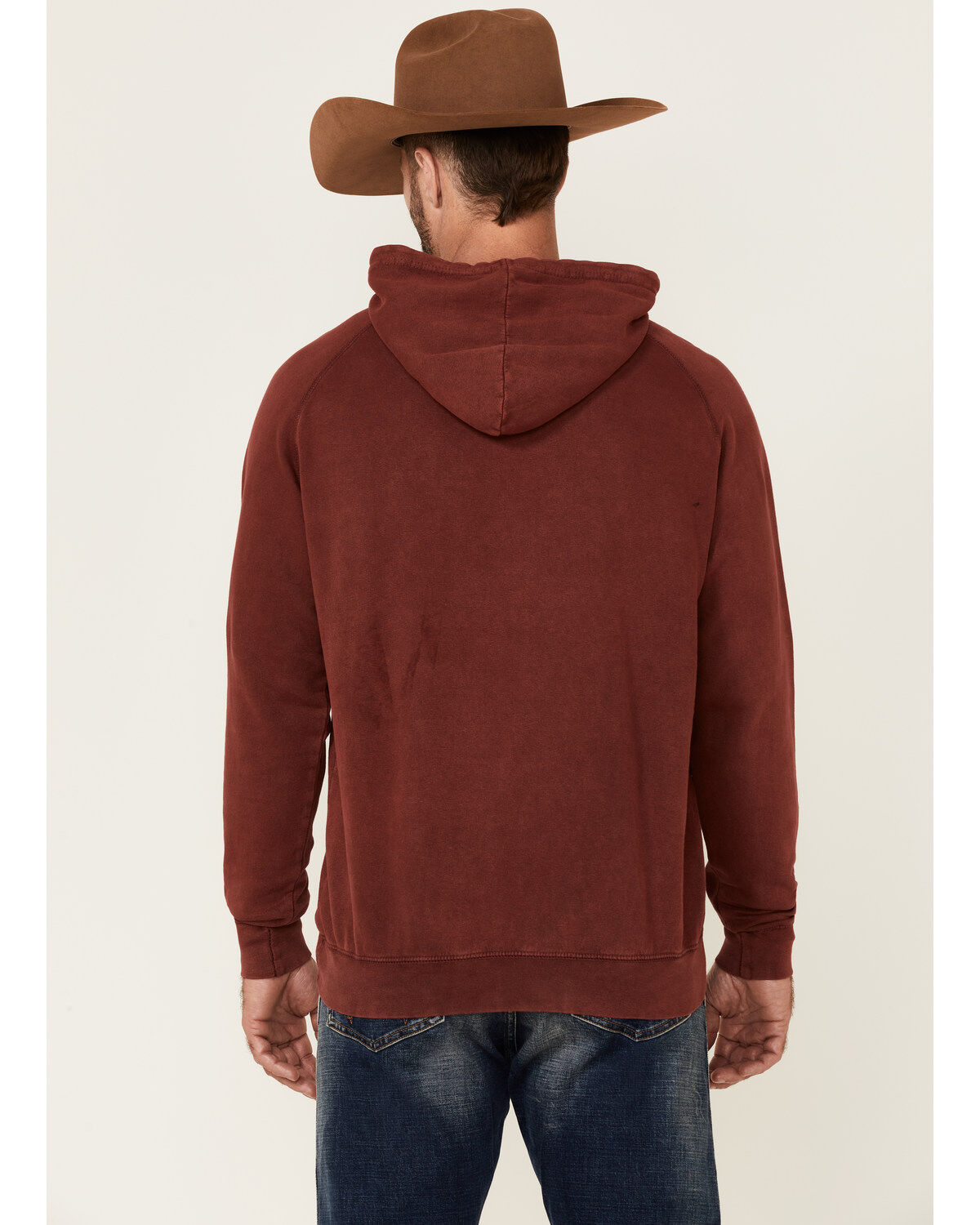 Image #4 - Stetson Men's Red Mineral Wash Distressed Eagle Graphic Hooded Sweatshirt, Blue, hi-res