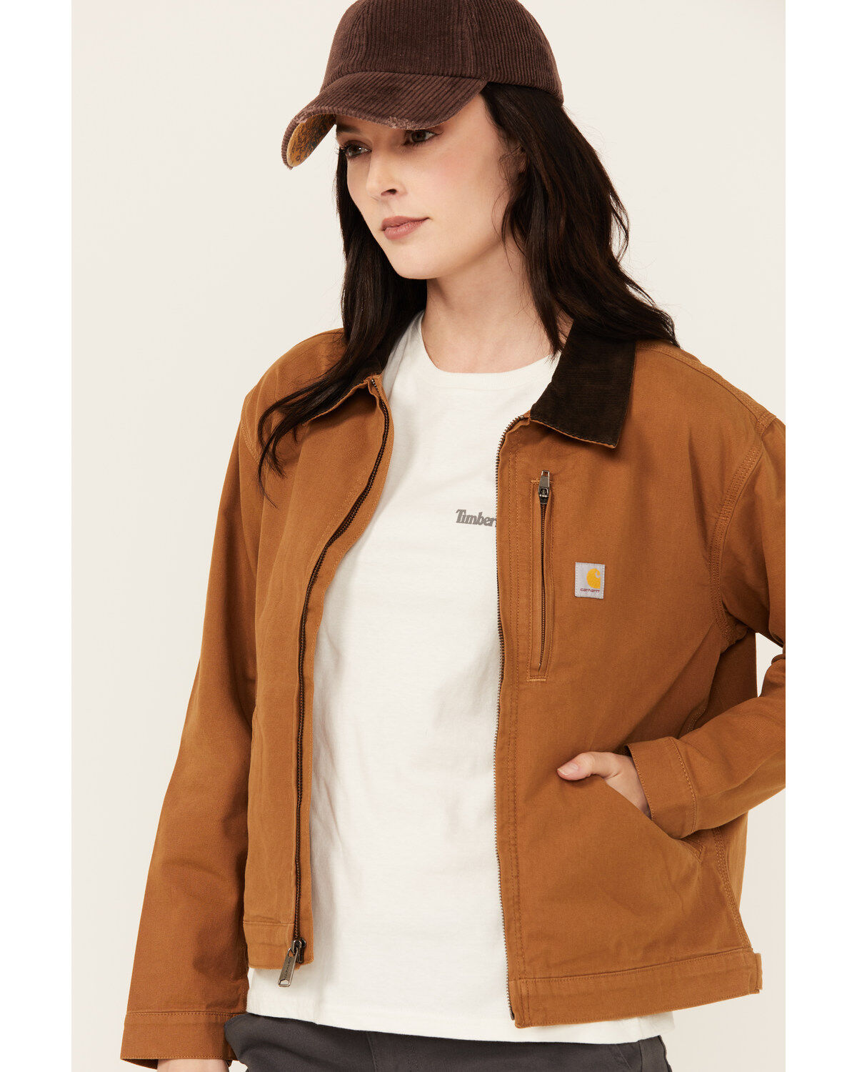 Image #2 - Carhartt Women's Rugged Flex Loose Fit Canvas Detroit Jacket, Tan, hi-res