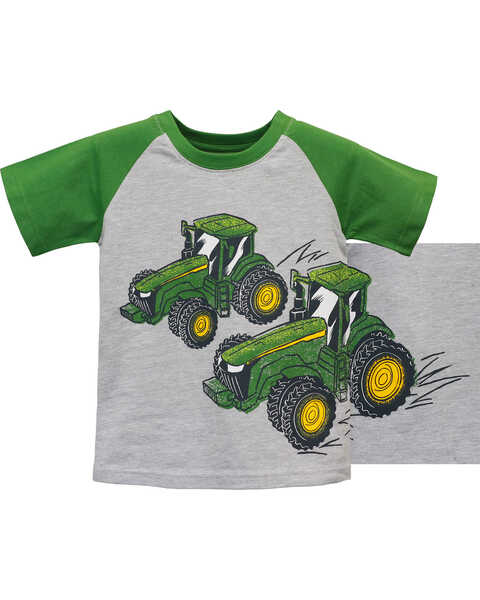 John Deere Toddler Boys' Short Sleeve Tractor Wrap Graphic Raglan T-Shirt, Grey, hi-res