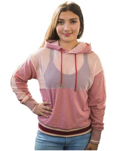 Image #1 - Kimes Ranch Women's Color-Block Somers Dream Embroidered Logo Hoodie , Rose, hi-res