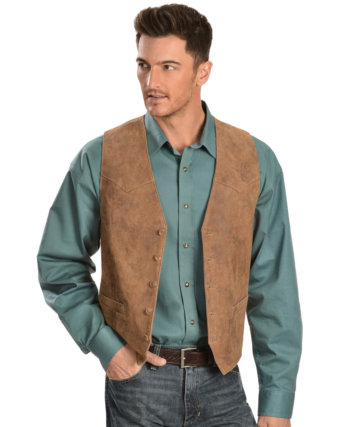 Image #1 - Scully Lamb Leather Western Vest, , hi-res