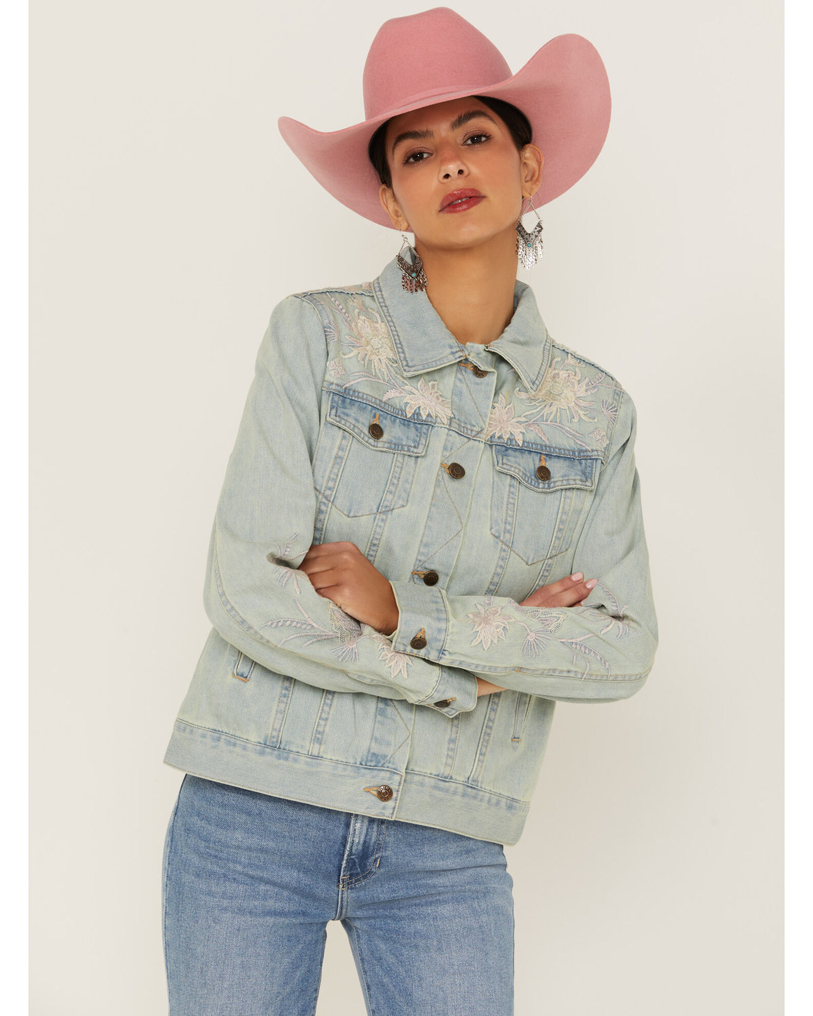 Johnny Was Women s Devere Embroidered Denim Jacket Boot Barn