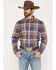 Image #1 - Cody James Men's Smokey Trail Plaid Print Long Sleeve Button-Down Stretch Western Shirt - Tall, Dark Blue, hi-res