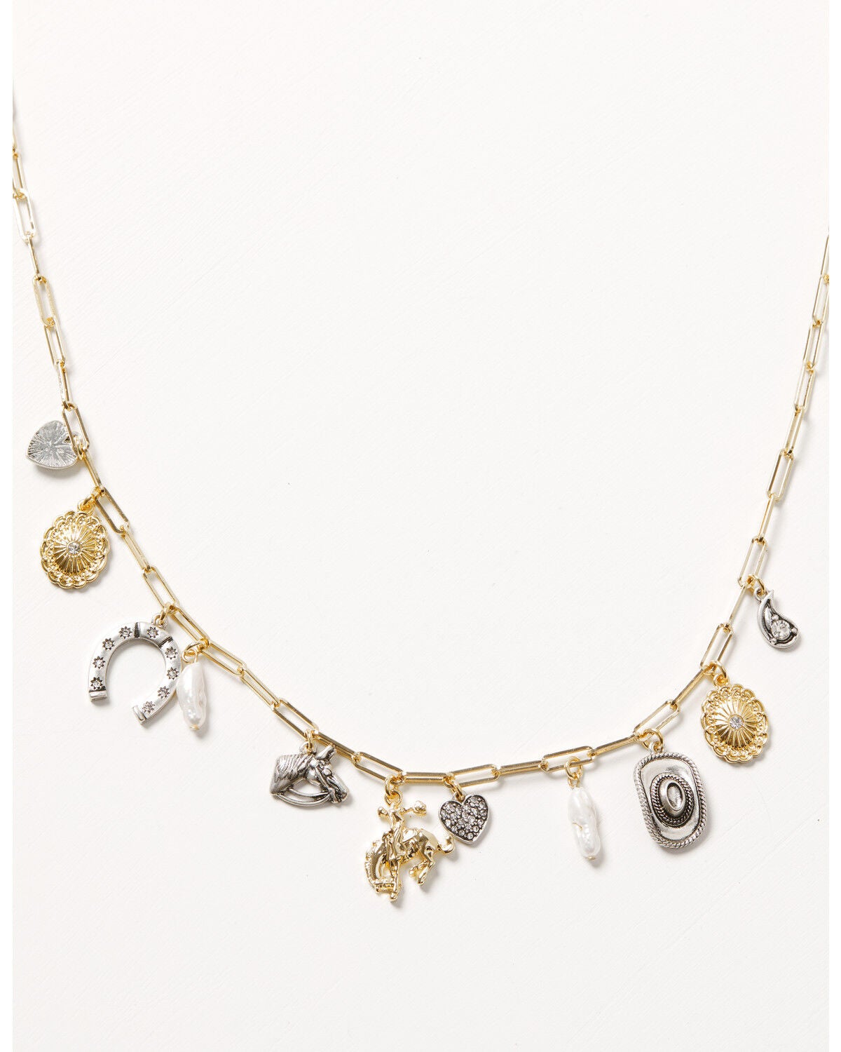Shyanne Women's Western Muse Cowgirl Charm Necklace, Gold, hi-res