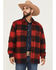 Image #1 - Wrangler Men's Plaid Print Long Sleeve Snap Sherpa Lined Shirt Jacket, Red, hi-res
