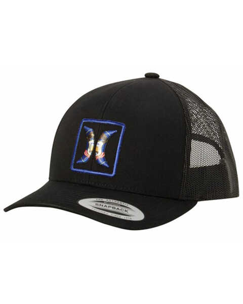 Hurley Men's Black On Black Utah Embroidered Logo Mesh-Back Baseball Hat , Black, hi-res