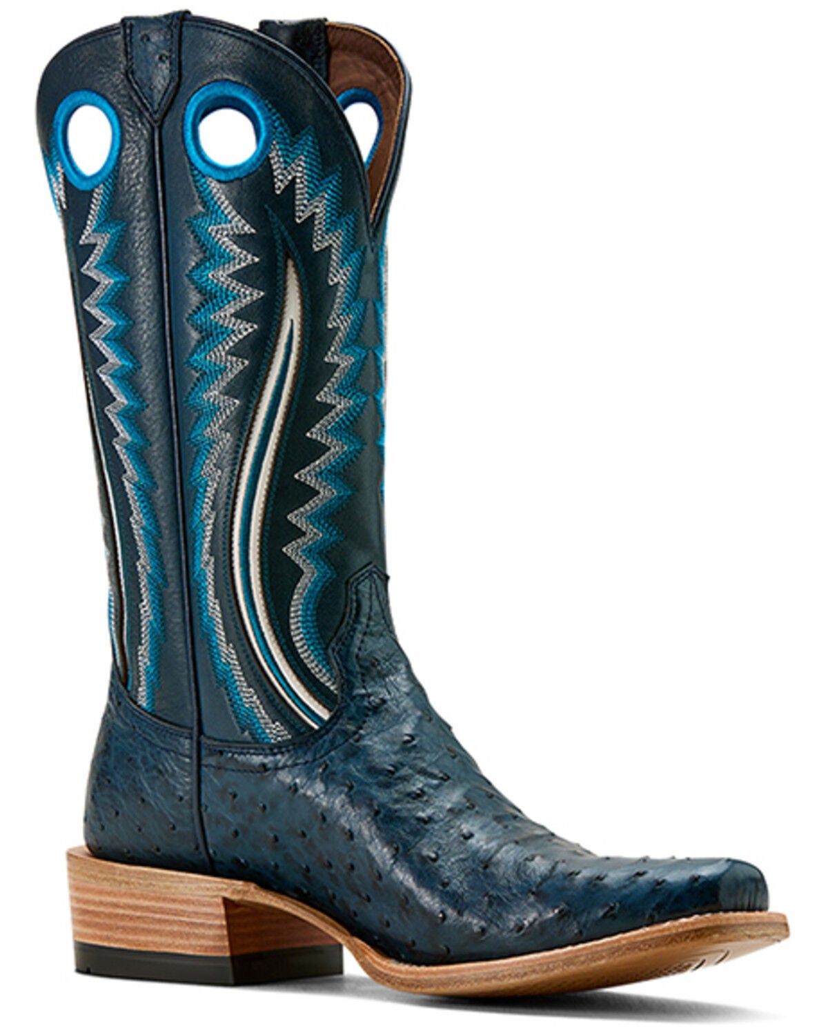 Ariat Men's Exotic Full-Quill Ostrich Futurity Outlaw Tall Western Boots - Square Toe, Blue, hi-res