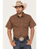 Image #1 - Cody James Men's Rabbit Foot Geo Print Short Sleeve Snap Western Shirt, Dark Brown, hi-res