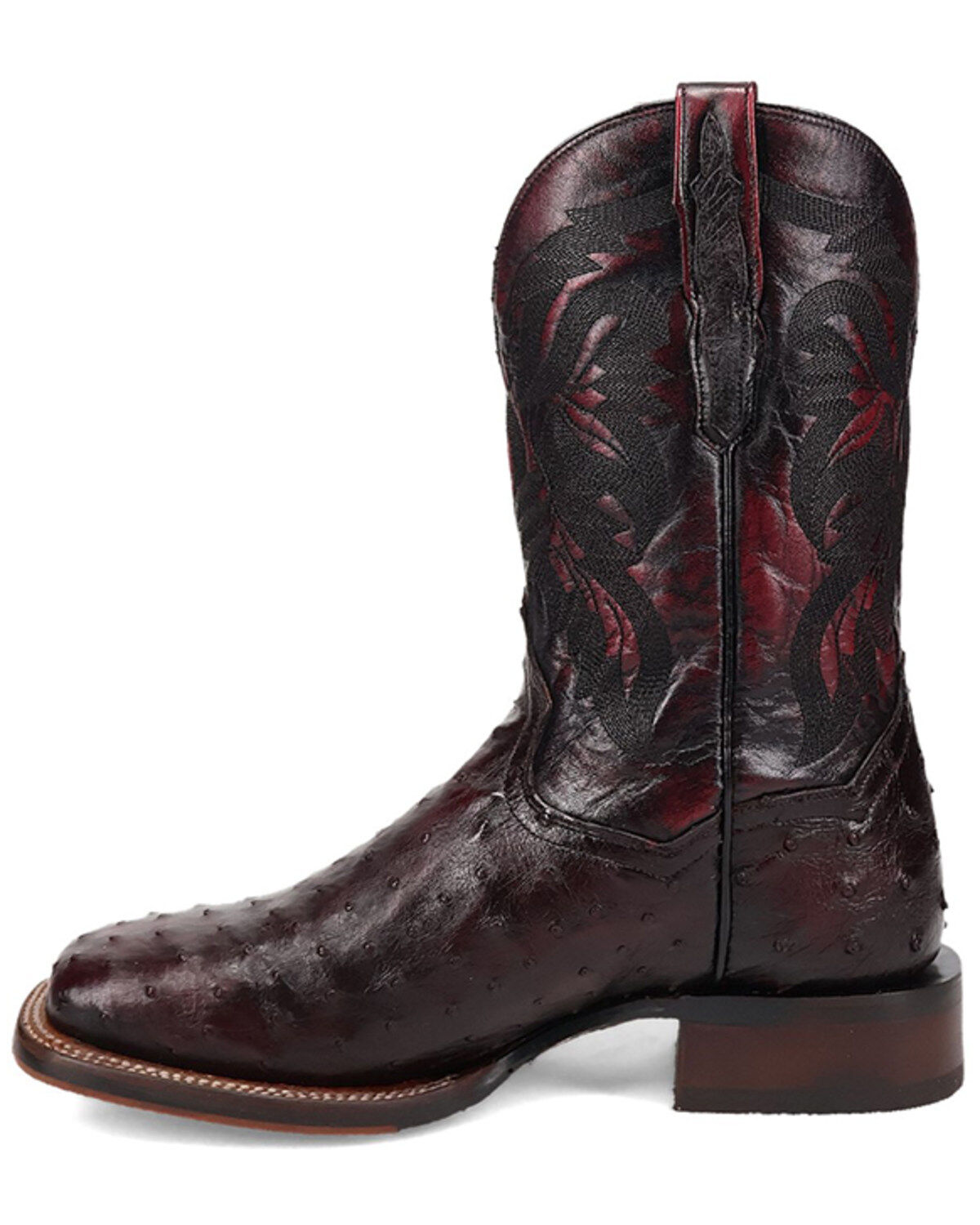 Image #3 - Dan Post Men's Alamosa Exotic Ostrich Western Boots - Broad Square Toe, Black Cherry, hi-res