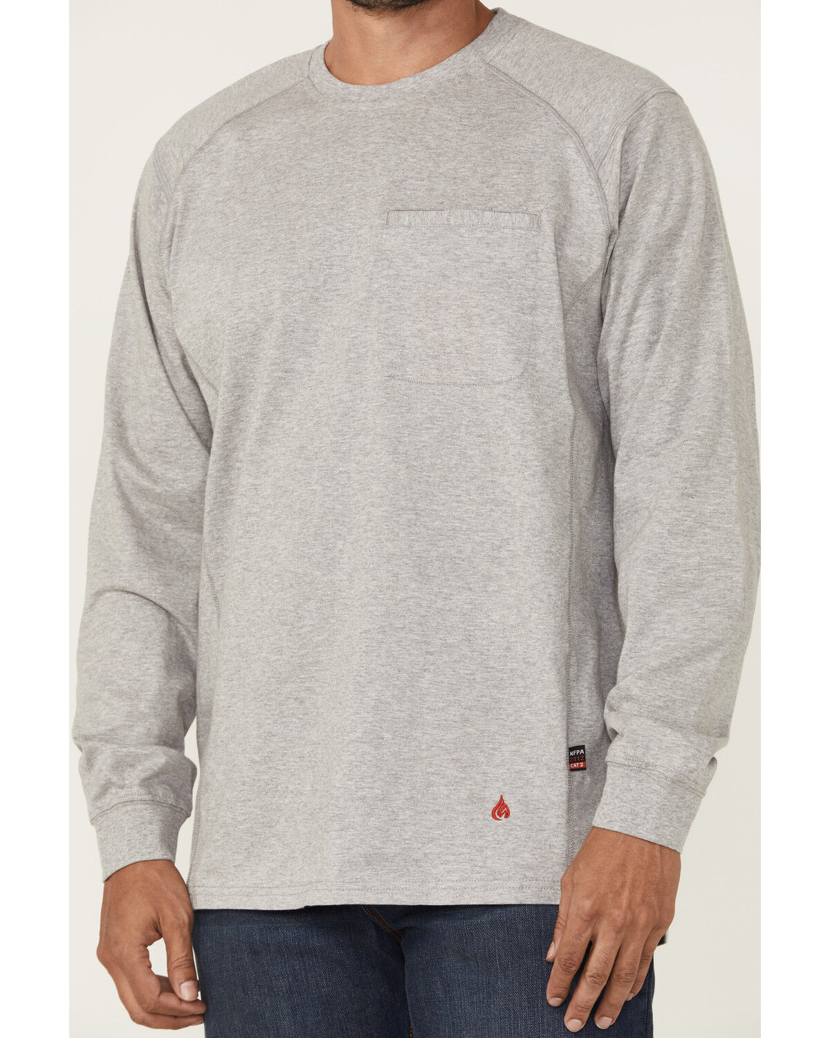 Image #3 - Forge Workwear Men's Lightweight Crew Neck Long Sleeve Tee, Grey, hi-res