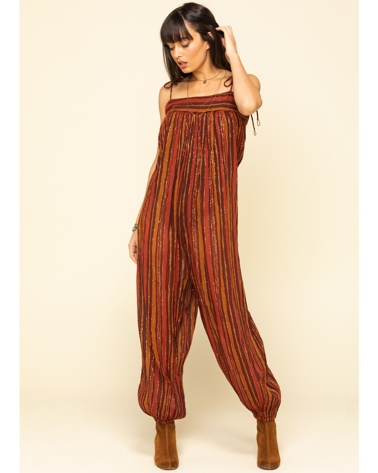 Free people striped jumpsuit store