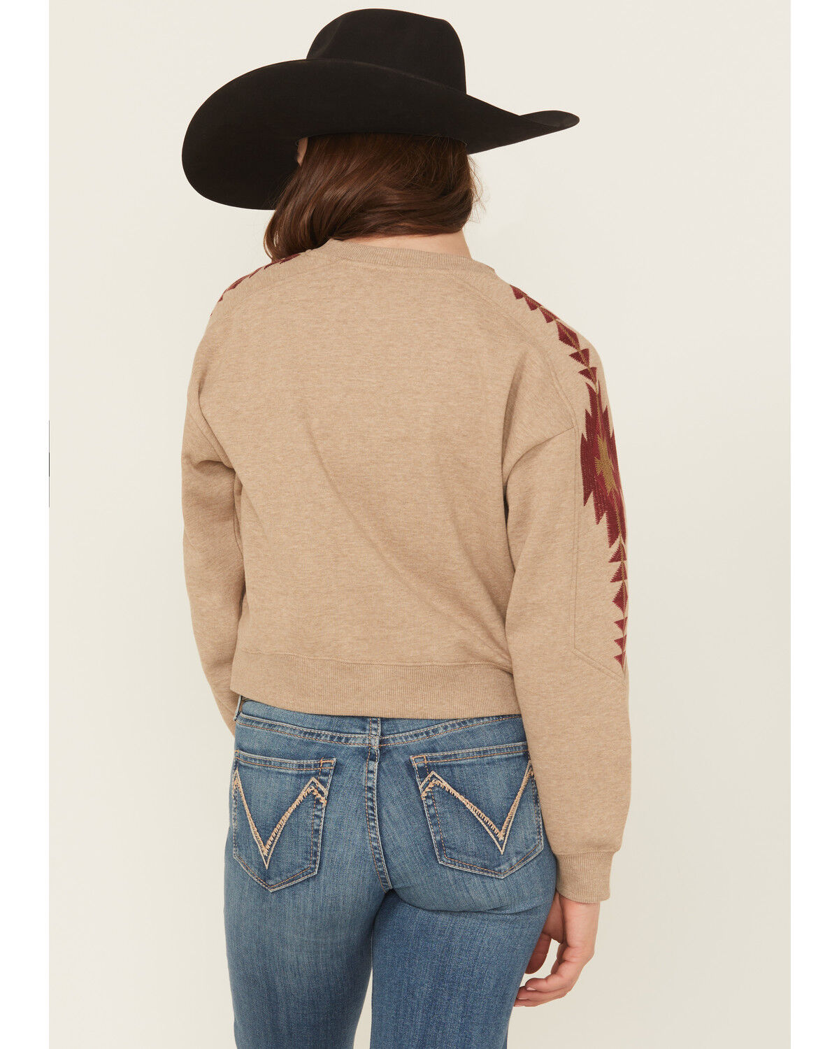 Image #4 - Ariat Women's Southwestern Sleeve Sweater, Brown, hi-res