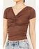 Image #3 - Shyanne Women's Metallic Rib Tee, Dark Brown, hi-res