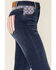 Ranch Dress'n Women's Medium Wash American Flag Mid Rise Bootcut Jeans , Blue, hi-res