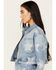 Image #2 - Vibrant Denim Women's Medium Wash Cropped Rhinestone Star Denim Jacket , , hi-res
