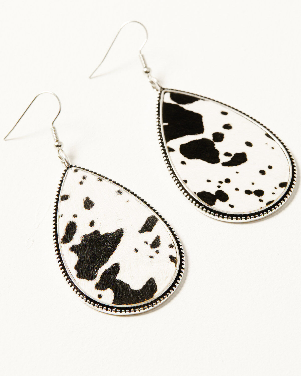 Image #2 - Shyanne Women's Teardrop Cow Hair-On Earrings, Silver, hi-res