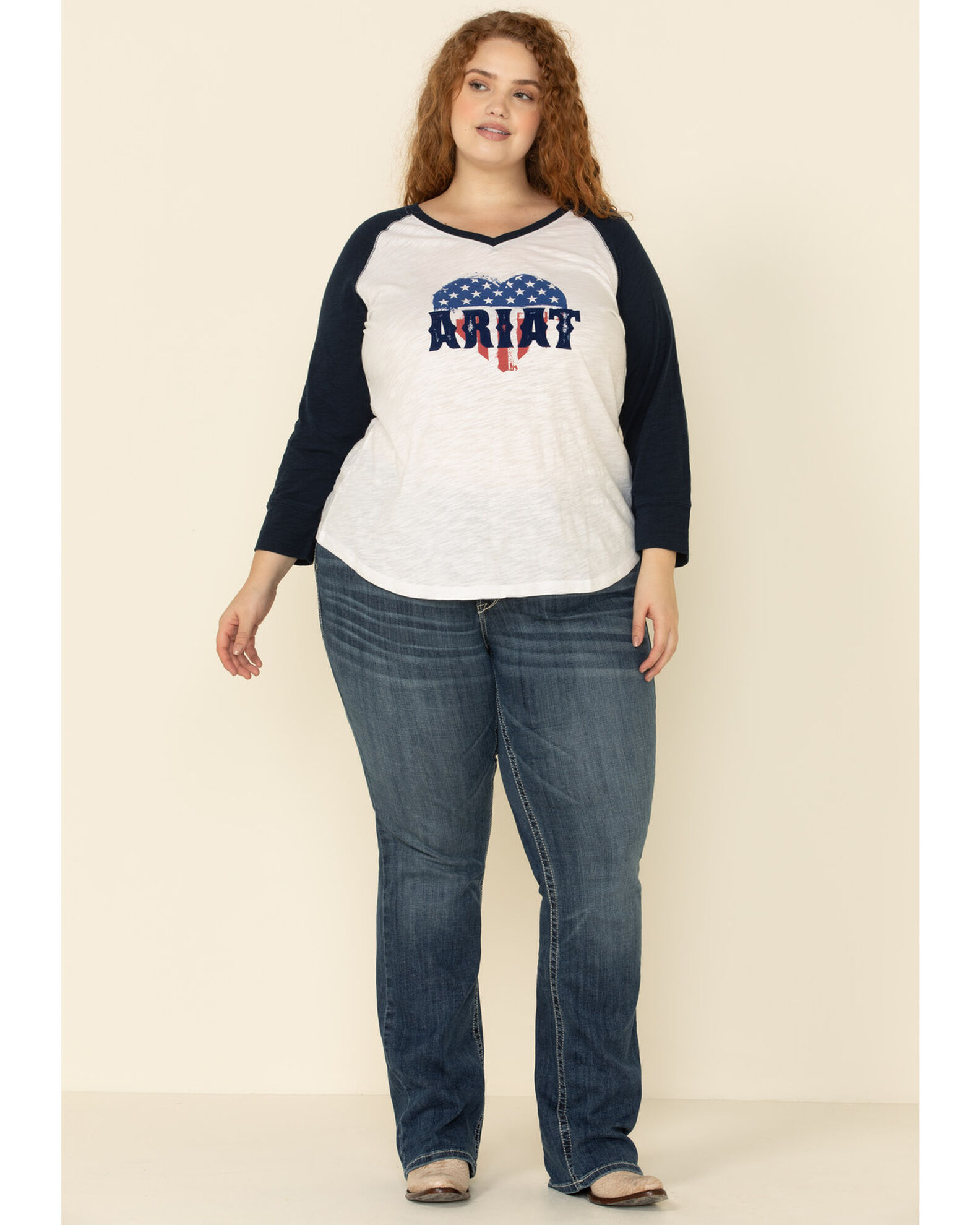 Image #2 - Ariat Women's American Love Tee - Plus, White, hi-res