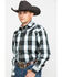 Stetson Men's Gray Large Plaid Long Sleeve Western Shirt , Grey, hi-res