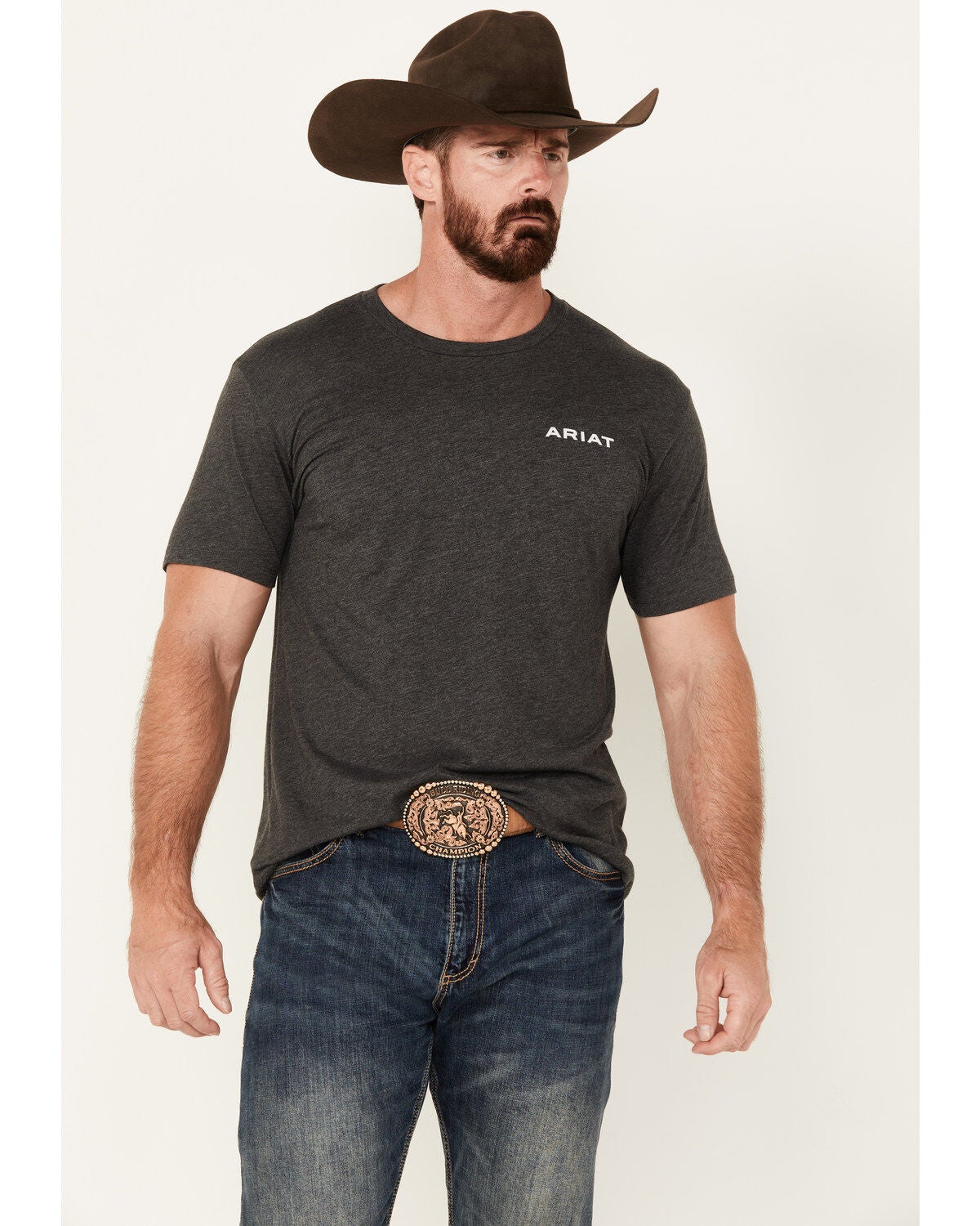 Image #4 - Ariat Men's Wooden Badges Logo Short Sleeve Graphic T-Shirt, , hi-res