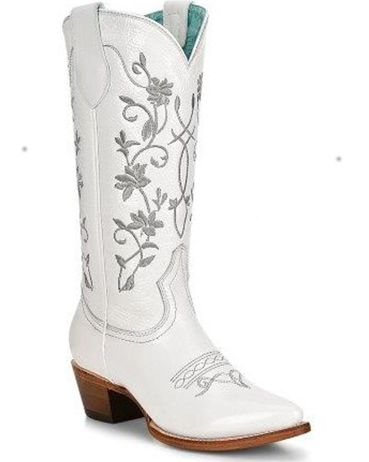 Image #1 - Corral Women's Floral Embroidered Patent Leather Western Boots - Round Toe, White, hi-res
