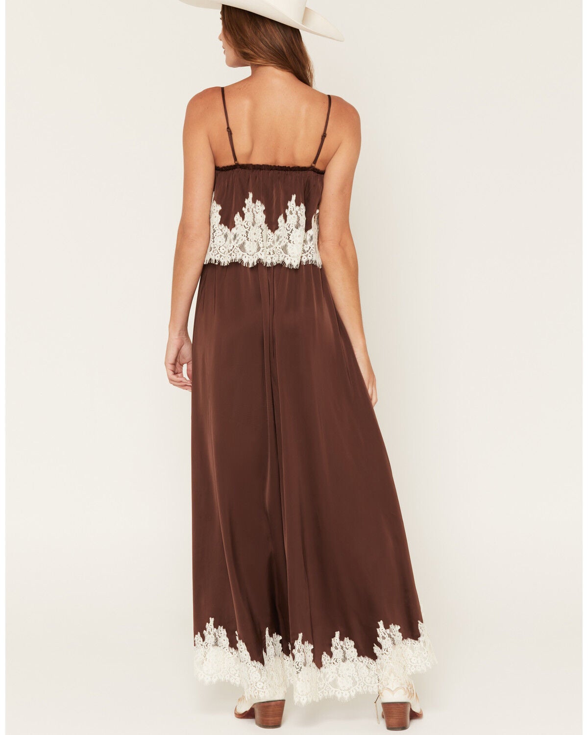 Image #4 - Show Me Your Mumu Women's Emmylou Satin Lace Sleeveless Maxi Dress, Chocolate, hi-res