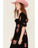 Image #2 - Wild Moss Women's Floral Embroidered Midi Dress, Black, hi-res