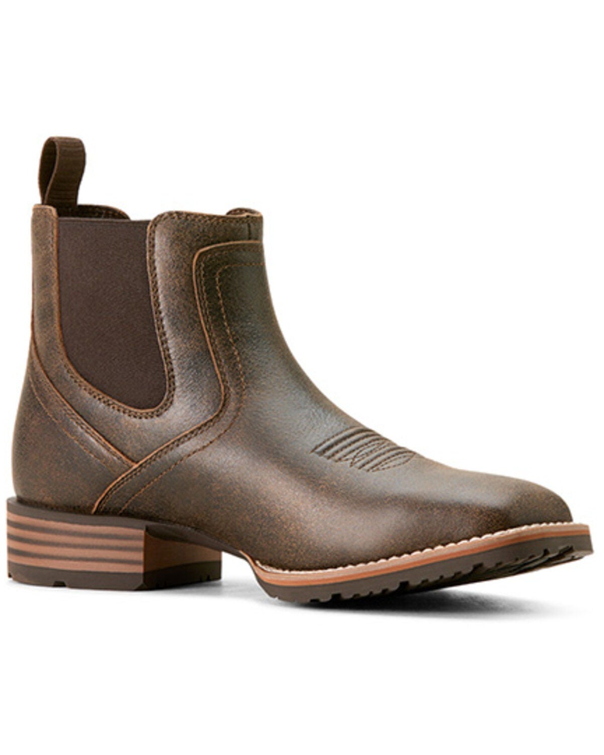 Ariat Men's Hybrid Low Boy Chelsea Boots - Broad Square Toe, Brown, hi-res