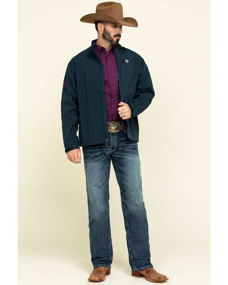 Ariat Men S Blue Logo 2 0 Softshell Zip Up Jacket Boot Barn