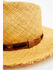 Shyanne Women's Leather Grommet Sisal Fedora Fashion Hat, Tan, hi-res