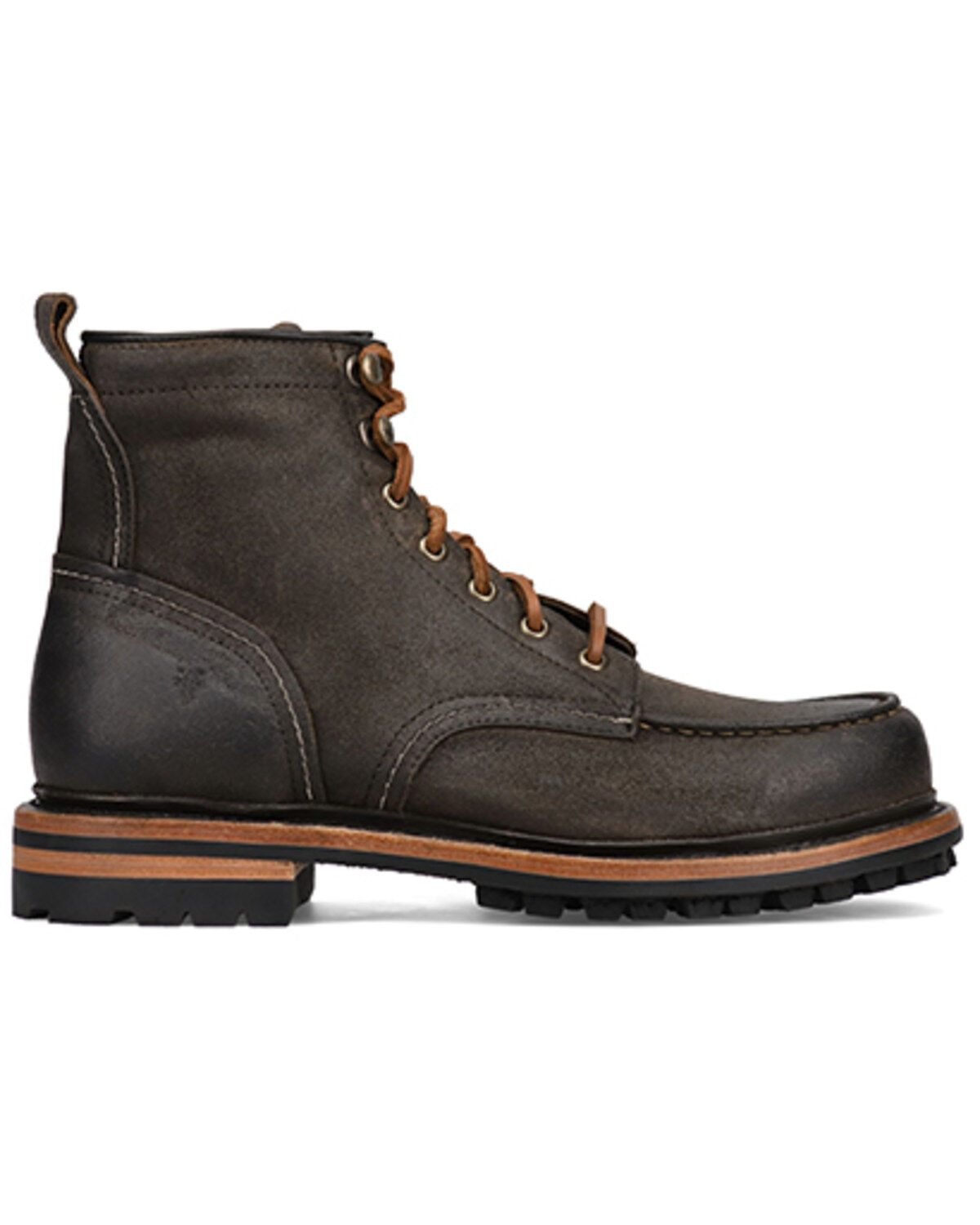 Image #2 - Frye Men's Hudson Lace-Up Work Boot - Moc Toe, Chocolate, hi-res