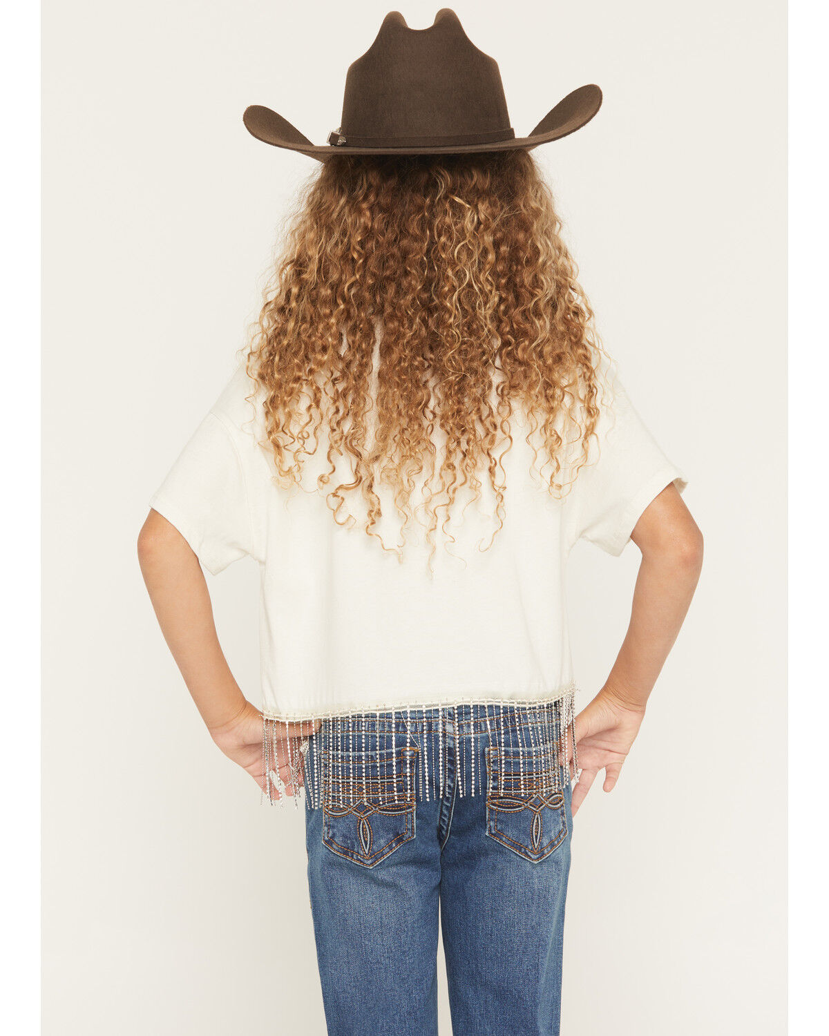 Image #4 - Originality Girls' Wild Heart Chain Fringe Short Sleeve Graphic Tee, Off White, hi-res