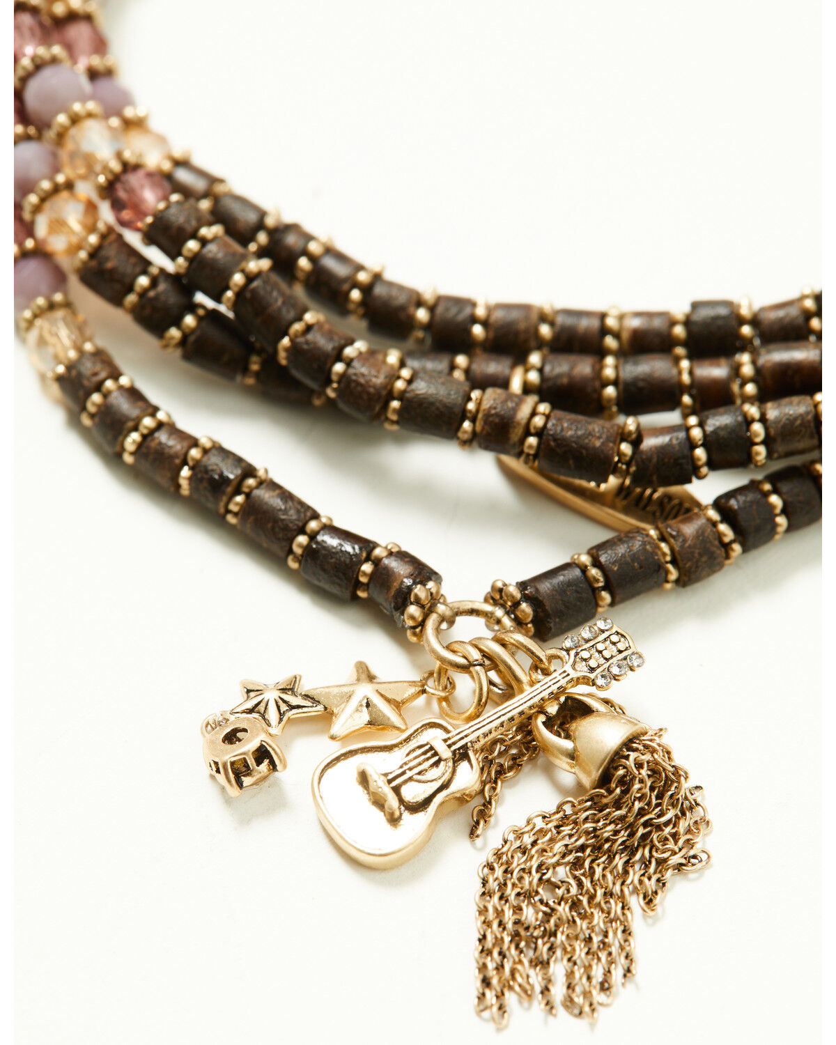 Image #2 - Lainey Wilson Women's Beaded Charm Star Guitar Necklace, Gold, hi-res