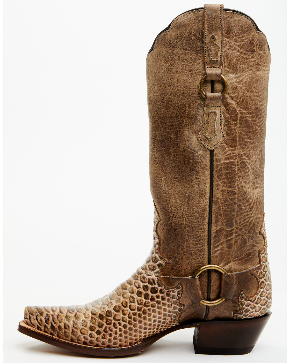 Image #3 - Dan Post Women's Faux Python Tall Western Boots - Snip Toe, Honey, hi-res