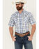 Image #1 - Ely Walker Men's Plaid Print Short Sleeve Pearl Snap Western Shirt, White, hi-res