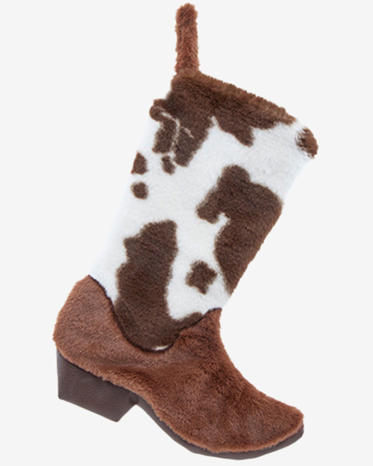 Image #1 - Kurt Adler Cow Print Cowboy Boot Stocking, Brown, hi-res