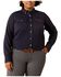 Image #1 - Ariat Women's FR Inherent Long Sleeve Button-Down Work Shirt - Plus, Navy, hi-res