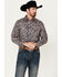Image #1 - Cowboy Hardware Men's Paisley Print Long Sleeve Pearl Snap Western Shirt, Navy, hi-res