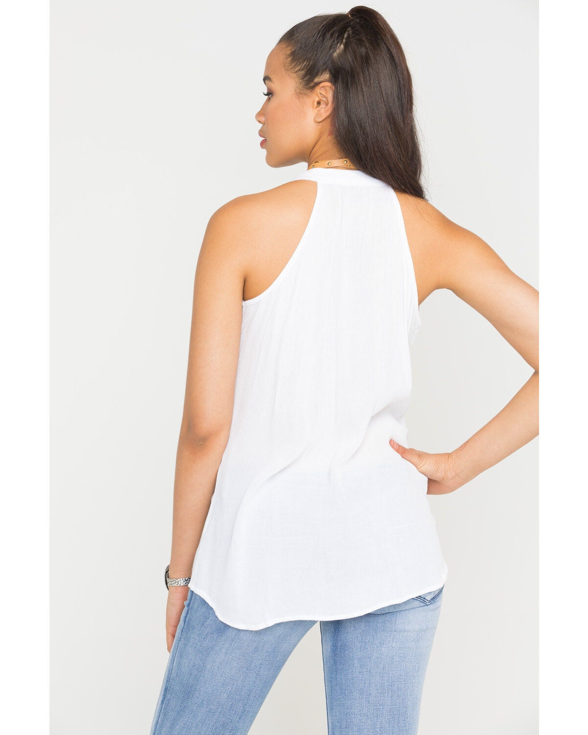 Image #6 - Scully Women's Honey Creek Embroidered Tassel Tank, White, hi-res