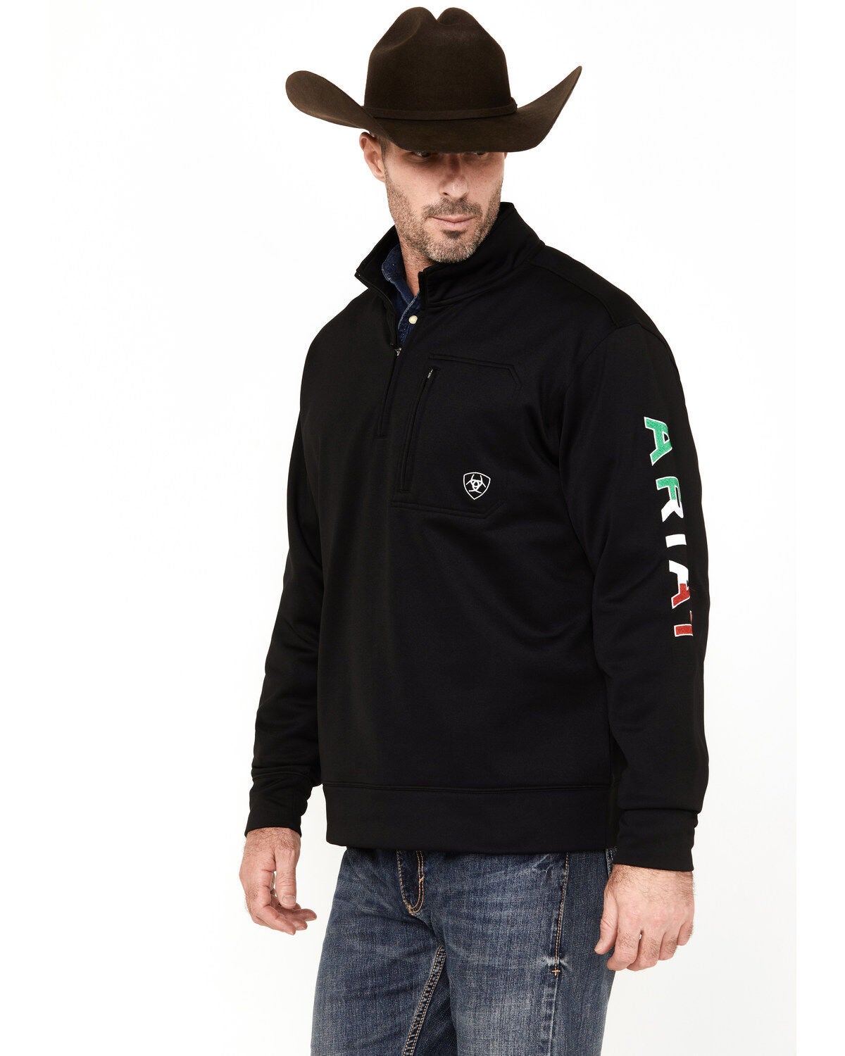 Ariat Men's Boot Barn Exclusive Team Logo 1/4 Zip Pullover Sweatshirt,