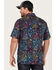 Scully Men's Paisley Floral Print Short Sleeve Button-Down Western Shirt , Dark Blue, hi-res