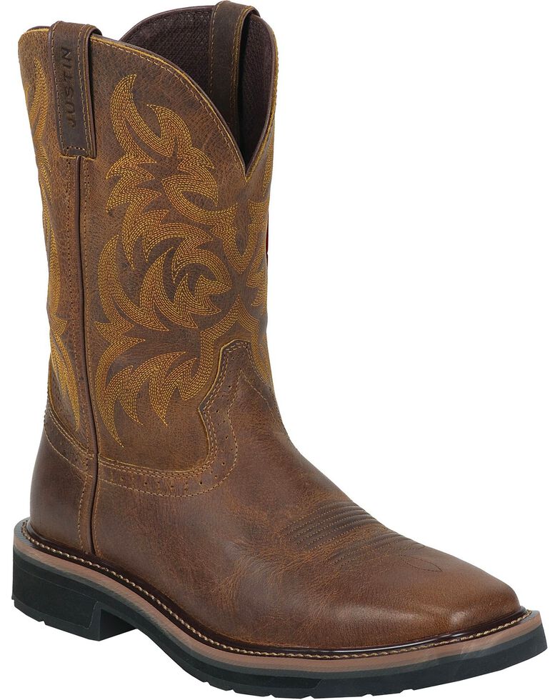 justin men's stampede tan waterproof work boots