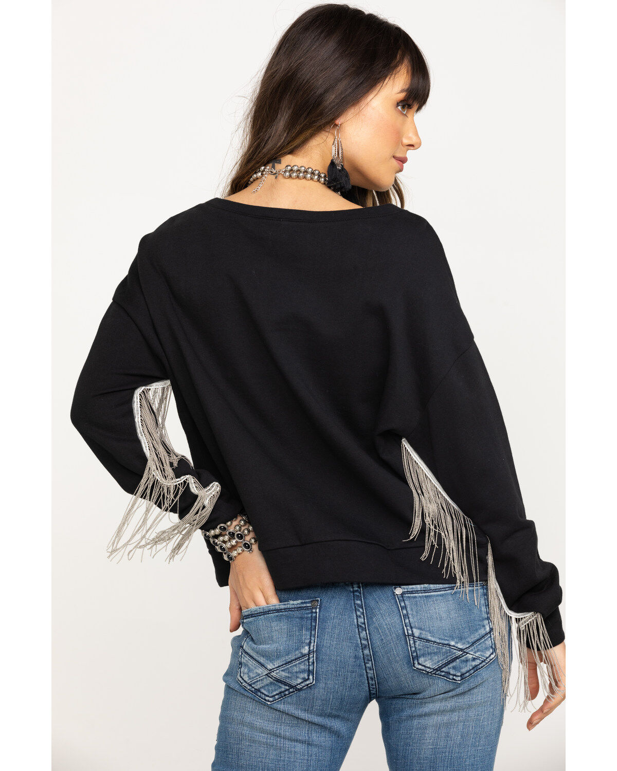 Image #2 - Roper Women's Chain Fringe Long Sleeve Top, , hi-res